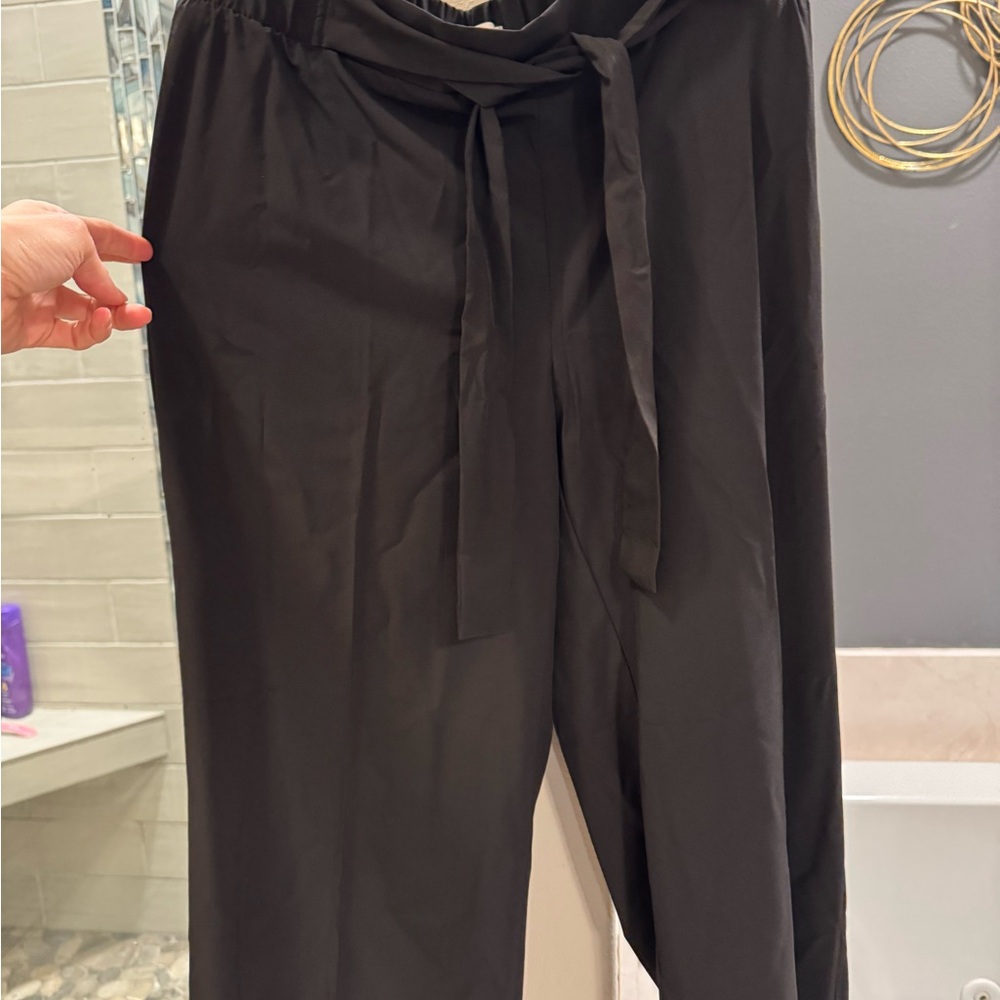 Calvin Klein Black Cropped Tie-Waist Pants